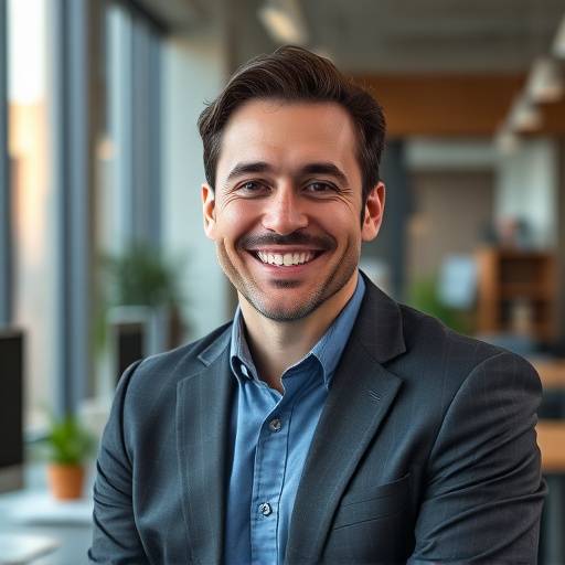 Hombre de negocios sonriendo en su oficina